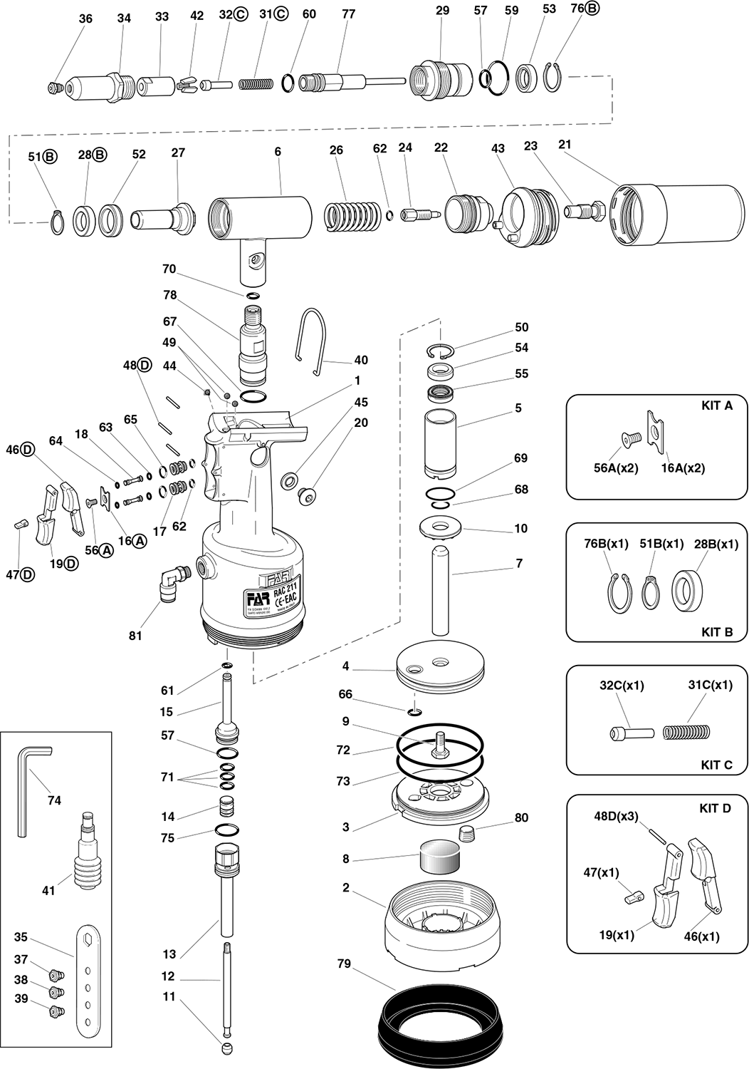 Схема деталей RAC 211